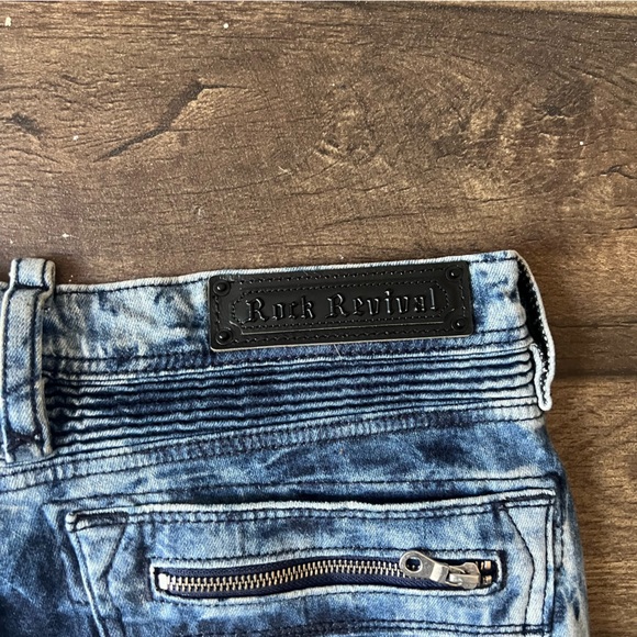 Rock Revival Men's Moto Daviday Acid Wash Jeans Size 36x32 - Picture 7 of 10